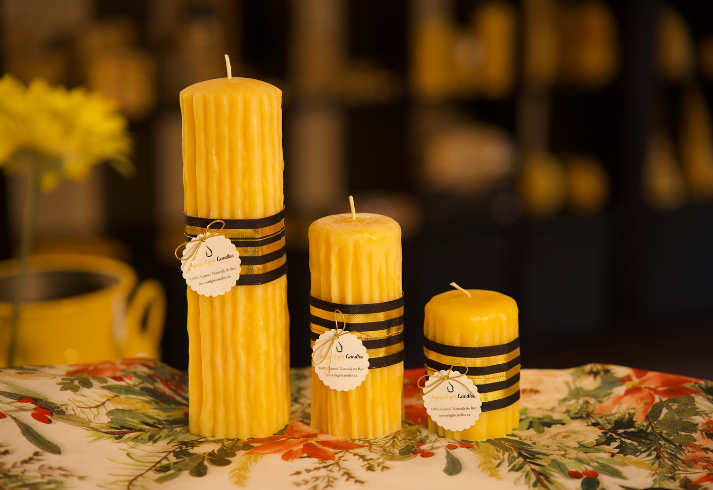 Beeswax Rustic Dripping Pillar Candle - 2 1/4" x 8"