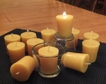 Beeswax votive candles, 100% pure and handmade 12 pack 